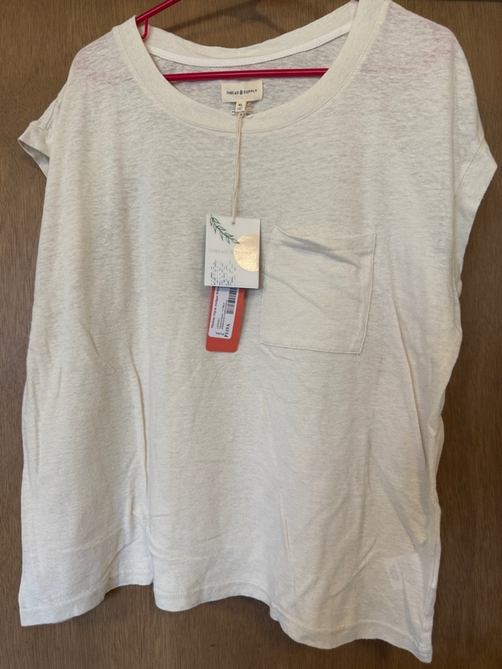 Thread & Supply Marlene Pocket Tee Antique White XL